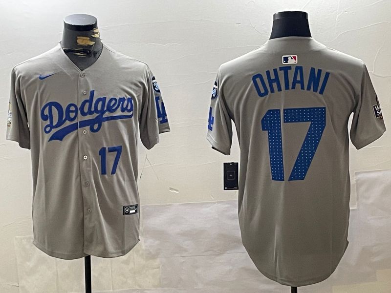 Men Los Angeles Dodgers #17 Ohtani Grey Game 2024 Nike MLB Jersey style 112011